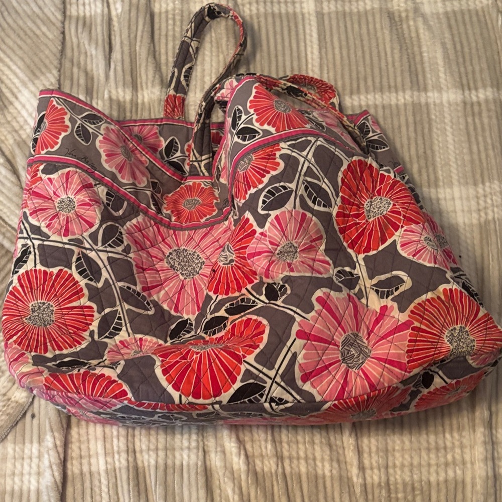 Vera Bradley Pink and Gray Floral Tote